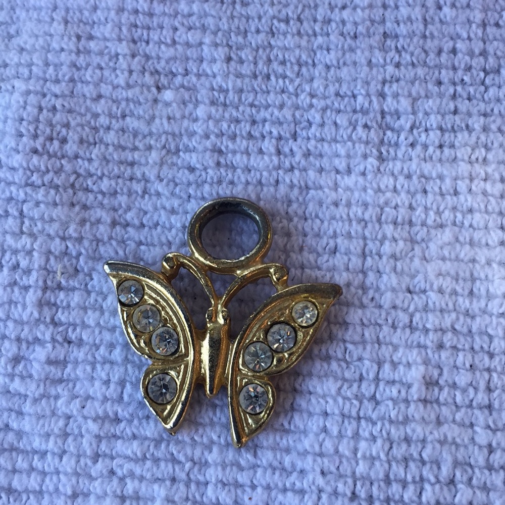 Goldtone butterfly charm with crystals
